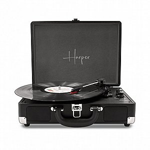 פטיפון בלוטוס מזוודה הרפר דגם HRT8 שחור פטיפון בלוטוס מזוודה הרפר דגם HRT8 שחור