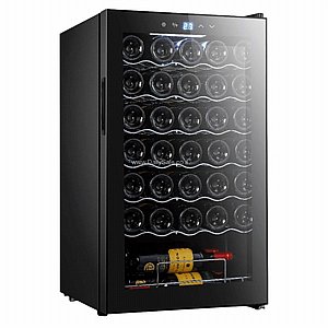 מקרר יין 32 בקבוקים לנדרס דגם JC98 מדפי נירוסטה מקרר יין 32 בקבוקים לנדרס דגם JC98 מדפי נירוסטה